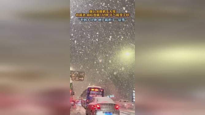 煙臺突降鵝毛大雪